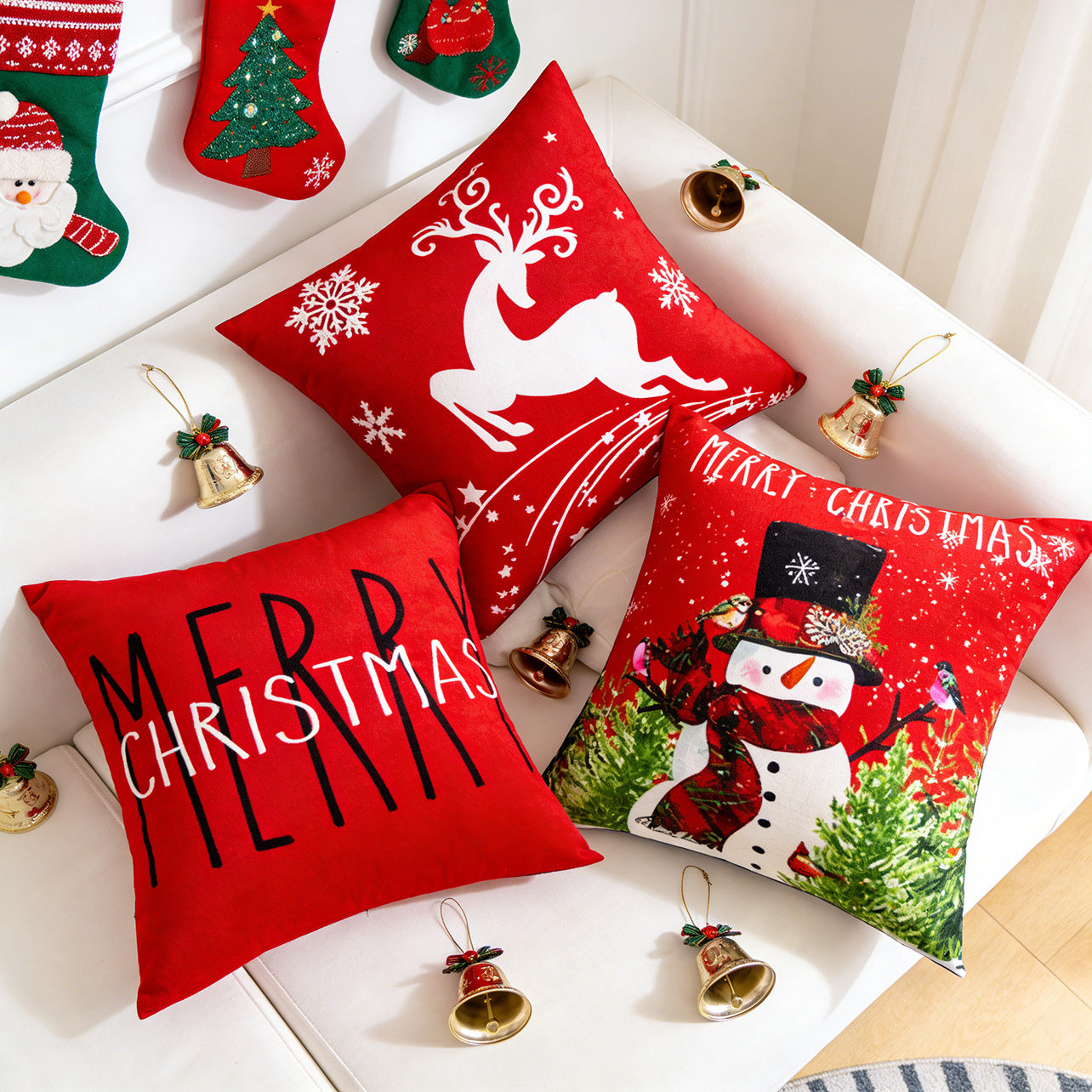Household Double-sided Printed Santa Claus Sofa Cushion