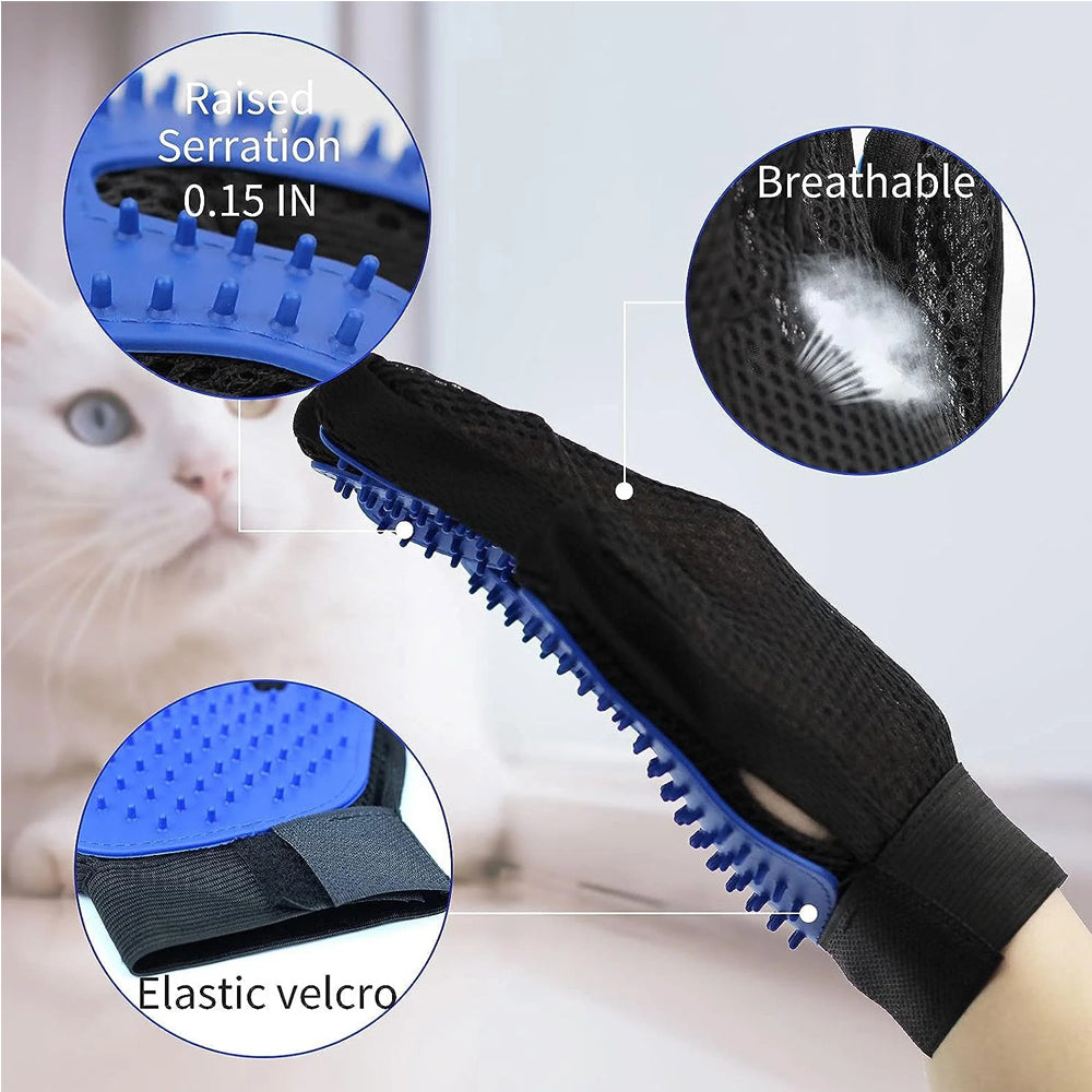 1 Pair Pet Grooming Cat Dog Rabbits Horse Gloves Pet Brush Glove Premium De-Shedding Glove
