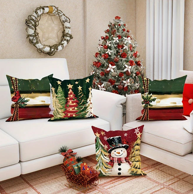 Household Double-sided Printed Santa Claus Sofa Cushion